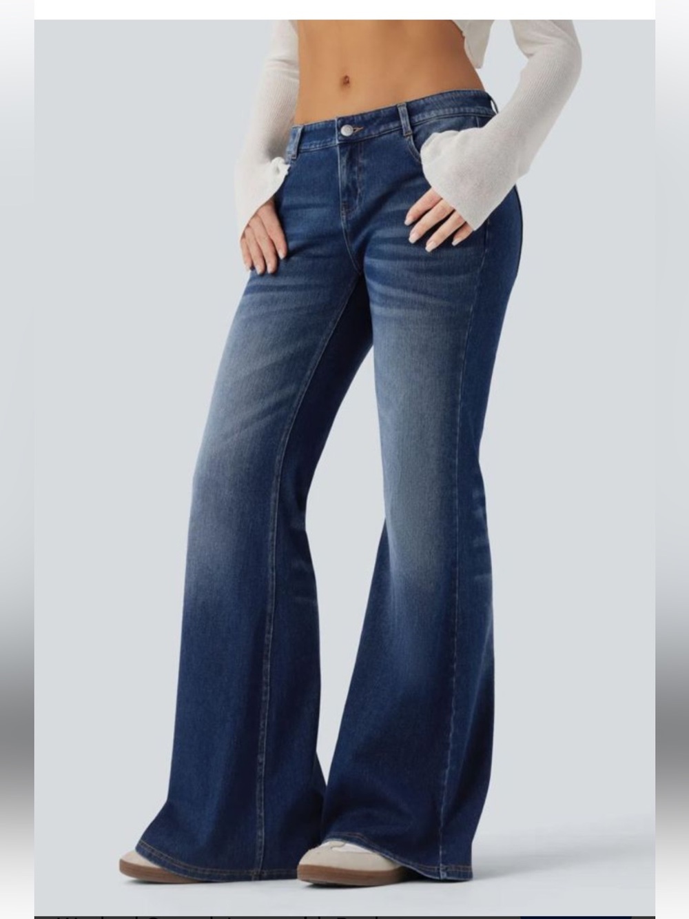 Halara Flex™ Low Rise Flare Washed Casual Jeans with Pockets medium